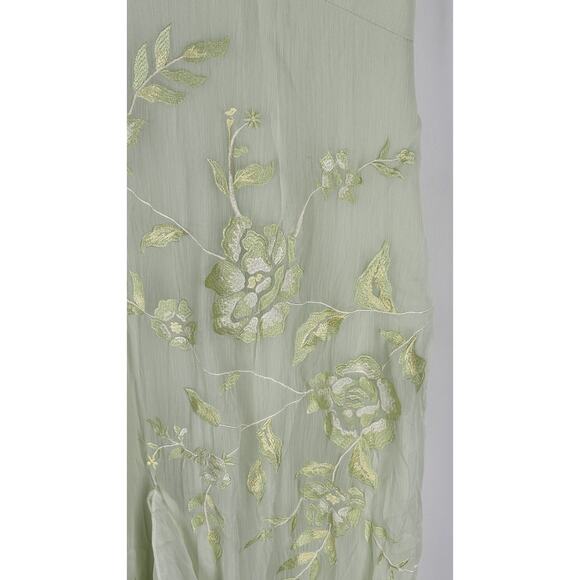 ASOS Embroidered Flutter Sleeve Maxi Dress Frill Hem Light Green Womens Size 12 - Picture 12 of 16